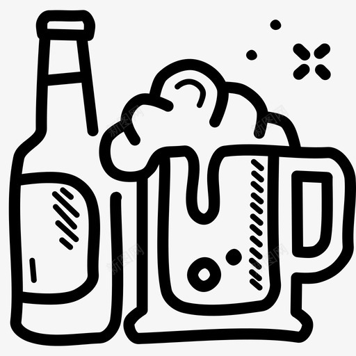 啤酒酒瓶子图标svg_新图网 https://ixintu.com 啤酒 啤酒节 庆祝 杯子 派对 涂鸦 瓶子