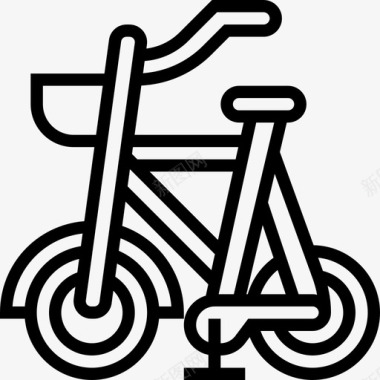 自行车交通工具和车辆1直线型图标图标