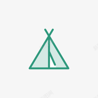 帐篷狩猎14线性颜色图标图标