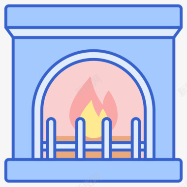 壁炉冬季旅行线性颜色图标图标