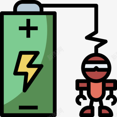 电池机器人工程6线性颜色图标图标