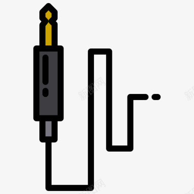 插孔连接器摇滚音乐1线性颜色图标图标
