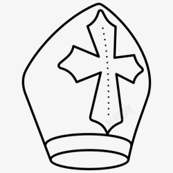 天主教的王冠主教天主教徒帽子图标高清图片