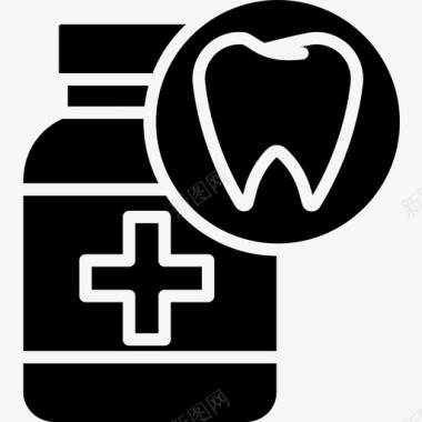 药丸瓶牙科16固体图标图标
