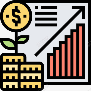 增长财务战略12线性色彩图标图标
