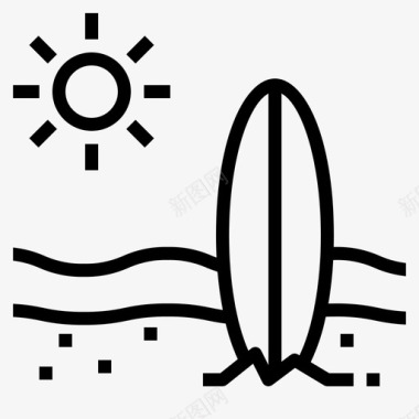 冲浪板夏季111线性图标图标