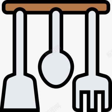厨师厨房工具28线性颜色图标图标