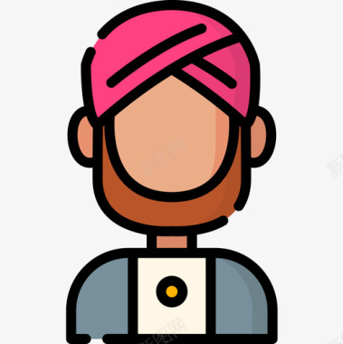 男人印度共和国第二天线性颜色图标图标