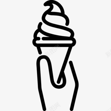 冰淇淋筒冷冻手图标图标