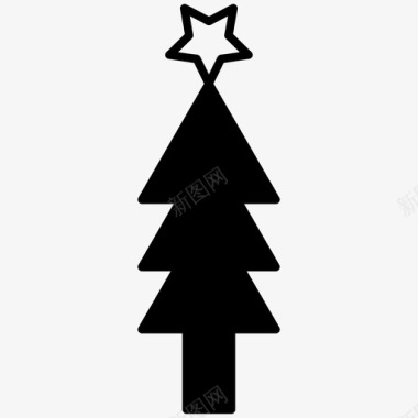 圣诞树冬天的黑暗图标图标