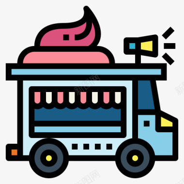 甜点食品车7线性颜色图标图标