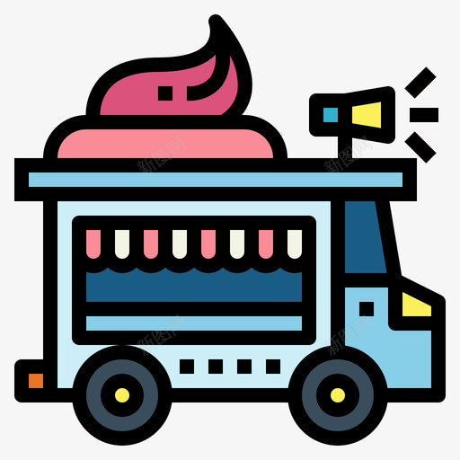 甜点食品车7线性颜色图标svg_新图网 https://ixintu.com 甜点 线性 颜色 食品