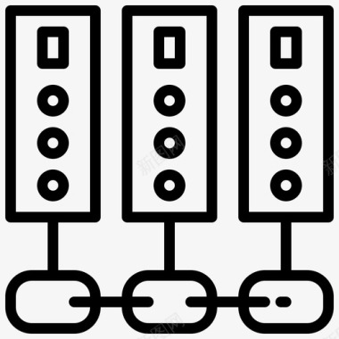 服务器区块链50线性图标图标