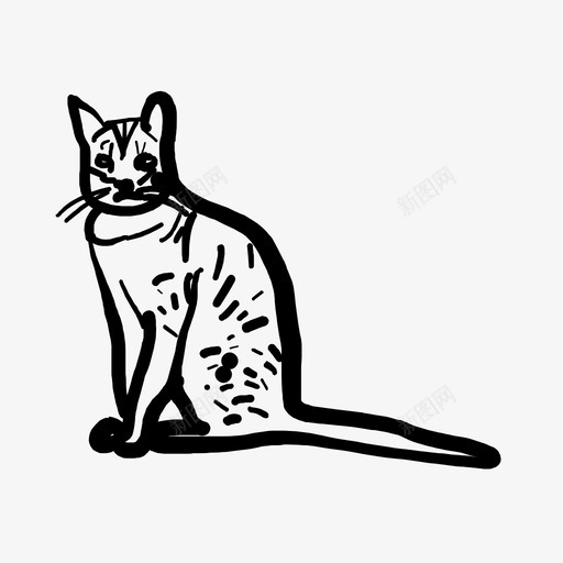 聪明的猫细心的坐着的图标svg_新图网 https://ixintu.com 坐着 手绘 等待 细心 聪明