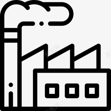 工厂污染7线性图标图标