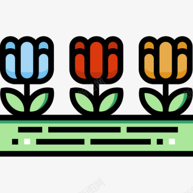 郁金香荷兰26线形颜色图标图标