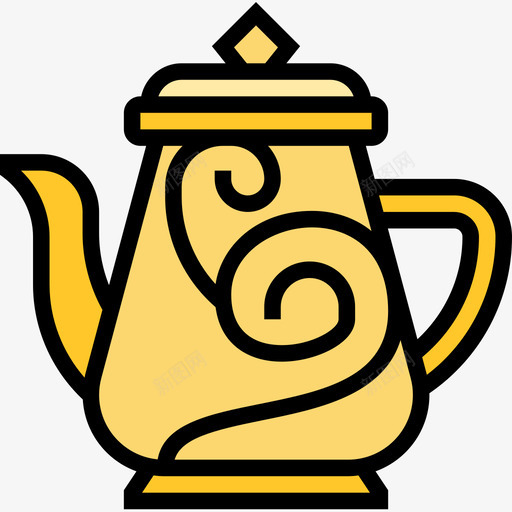茶壶复古装饰19线性颜色图标svg_新图网 https://ixintu.com 复古 线性 茶壶 装饰 颜色
