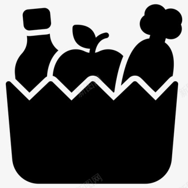 杂货购物桶篮子野餐篮图标图标