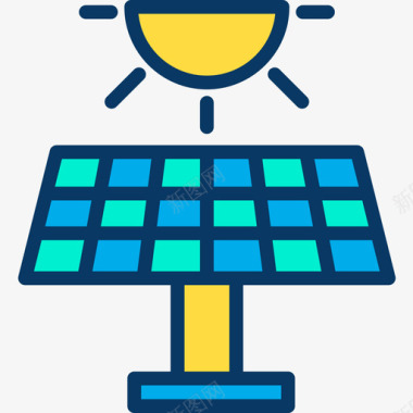 太阳能能量26线性颜色图标图标