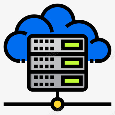 云服务器计算机和网络4线颜色图标图标