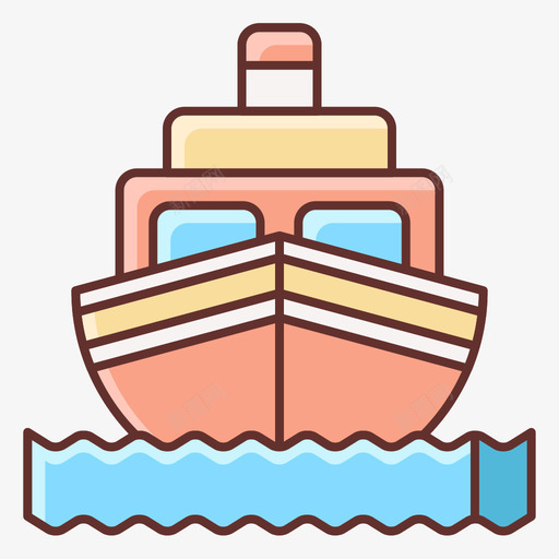 邮轮夏季旅行线性颜色图标svg_新图网 https://ixintu.com 夏季旅行 线性颜色 邮轮