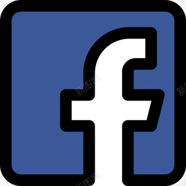 Facebook社交标志1线性颜色图标图标