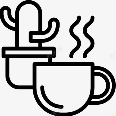 咖啡杯办公和商务12直线型图标图标