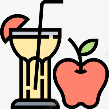 苹果汁健康食品19原色图标图标