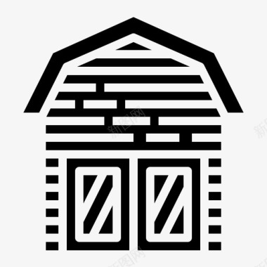 谷仓建筑物农场图标图标
