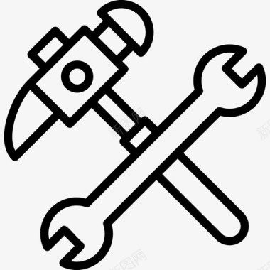 锤子和扳手维修工具技术服务图标图标