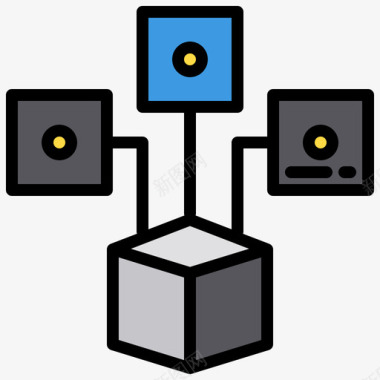 分布式区块链52线性颜色图标图标