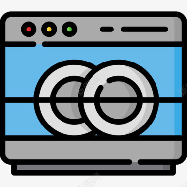 洗碗机电子59线性颜色图标图标