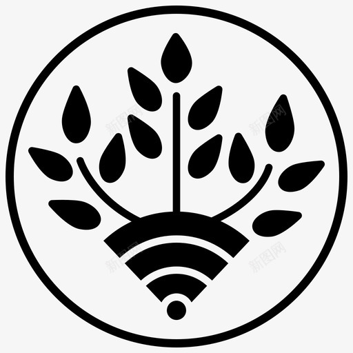 智能农场花园植物图标svg_新图网 https://ixintu.com wifi 智能农场 智能农场黑填充圈 植物 花园