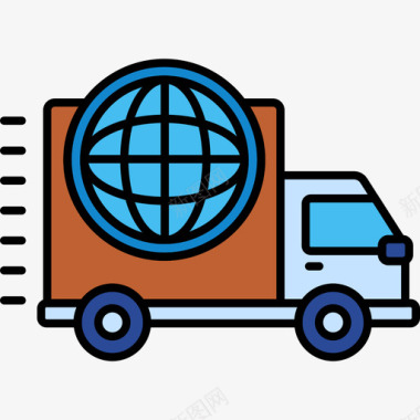 全球配送网络商店3线性颜色图标图标