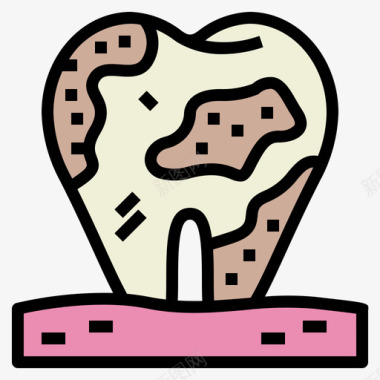 龋齿牙齿50线颜色图标图标
