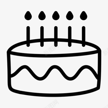 生日蛋糕波浪形蜡烛点燃图标图标