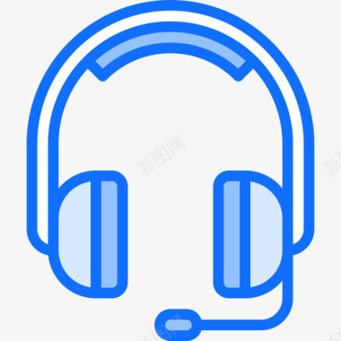耳机电子游戏14蓝色图标图标