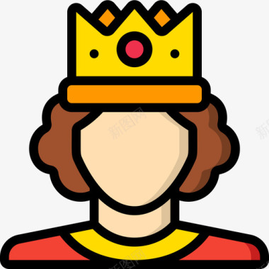 女王君主制1直线颜色图标图标