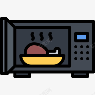 微波炉厨房100彩色图标图标