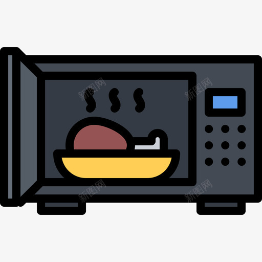 微波炉厨房100彩色图标svg_新图网 https://ixintu.com 厨房 彩色 微波炉
