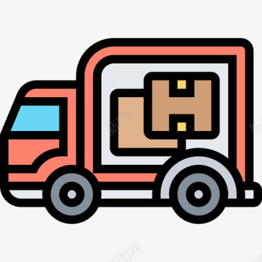 交付运输车辆1线性颜色图标图标