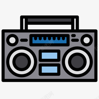 收音机摇滚音乐1线性颜色图标图标