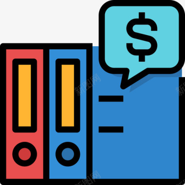 活页夹会计和财务3线性颜色图标图标