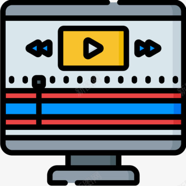 计算机电影工业16线性彩色图标图标