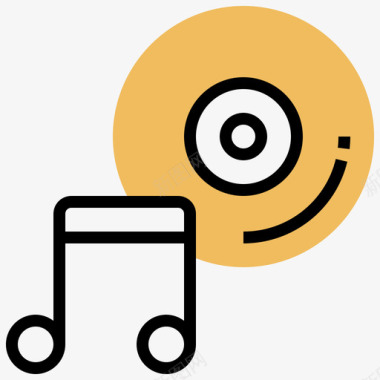 光盘音乐和多媒体5黄色阴影图标图标