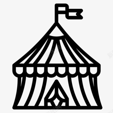 马戏团帐篷游乐场花式图标图标