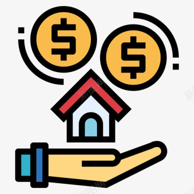 贷款房地产203线性颜色图标图标
