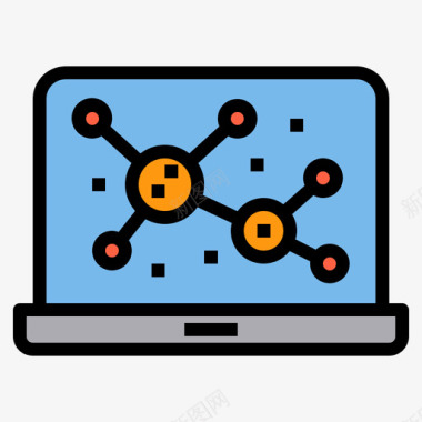 笔记本电脑化学35线性颜色图标图标