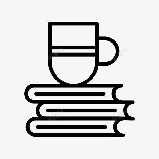 书和咖啡杯子学习图标svg_新图网 https://ixintu.com 咖啡 在线教育 学习 学校 杯子
