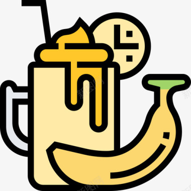 香蕉冰沙健康食品19原色图标图标